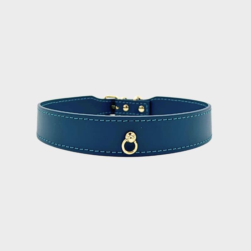 COLLIER EN CUIR POUR CHIEN - BLEU MARIN "NARA"