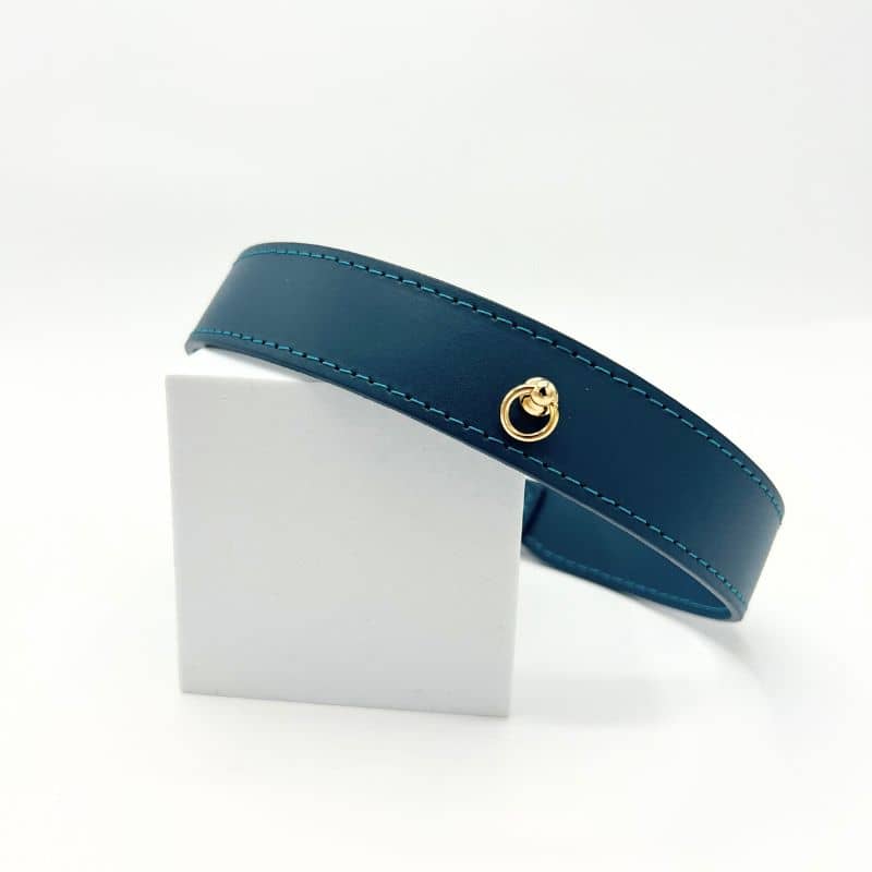 COLLIER EN CUIR POUR CHIEN - BLEU MARIN "NARA" - Image 3