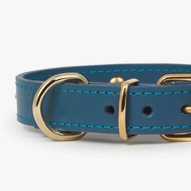 COLLIER EN CUIR POUR CHIEN - BLEU MARIN "NARA" - Image 4