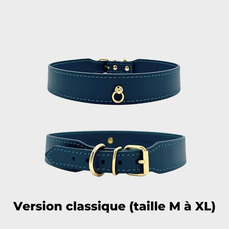 COLLIER EN CUIR POUR CHIEN - BLEU MARIN "NARA" - Image 5
