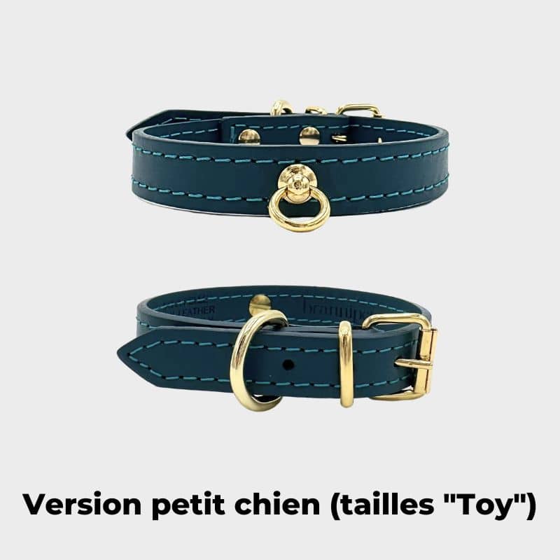 COLLIER EN CUIR POUR CHIEN - BLEU MARIN "NARA" - Image 6