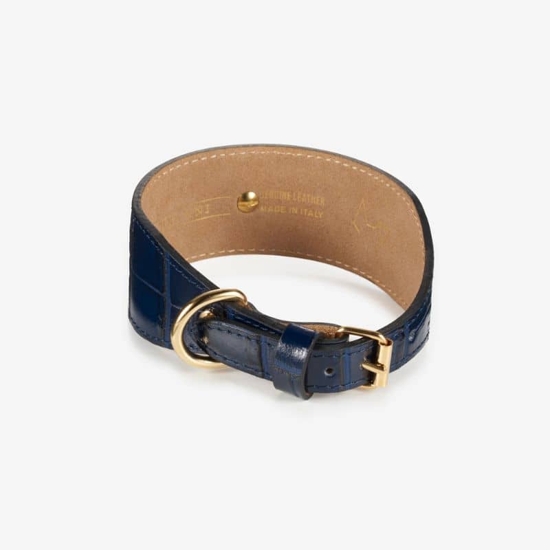 COLLIER EN CUIR POUR LÉVRIER - CROCODILE BLEU MARINE - Image 3