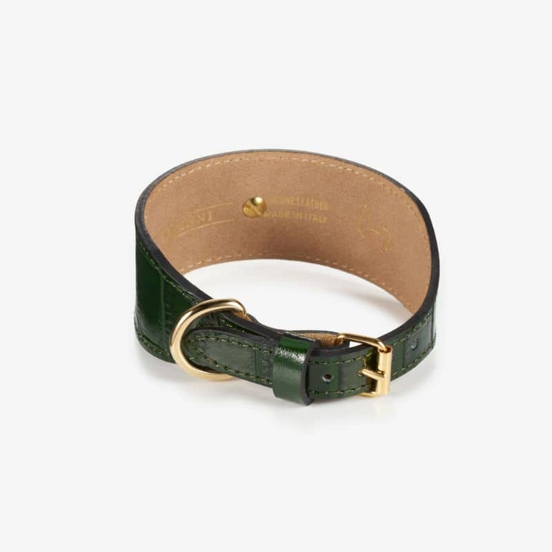 COLLIER EN CUIR POUR LÉVRIER - CROCODILE VERT FONCÉ - Image 3