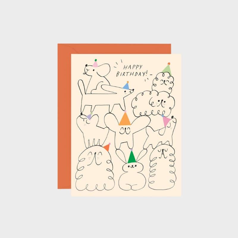CARTE ANNIVERSAIRE - PELE-MELE DE CHIENS