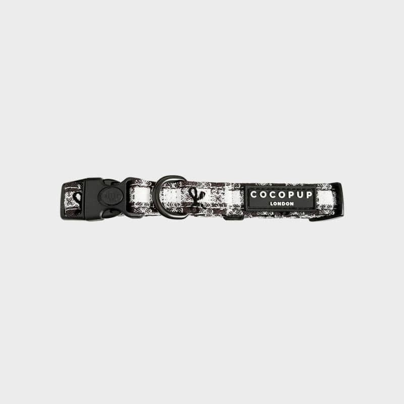 COLLIER POUR CHIEN TISSU - VICHY NOIR & BLANC
