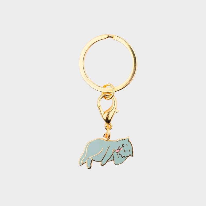 PORTE-CLÉ MÉDAILLE - CHAT GRIS