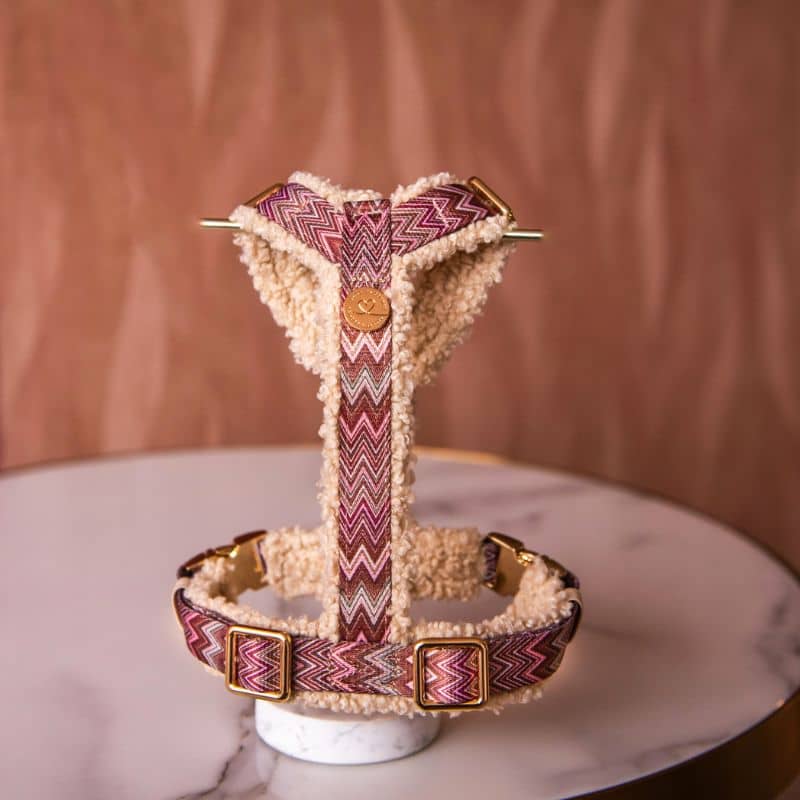 HARNAIS STRAP (EN Y) SHERPA POUR CHIEN - MOTIF ZIGZAG "ZAZZY" ET TISSU SHERPA - Image 5