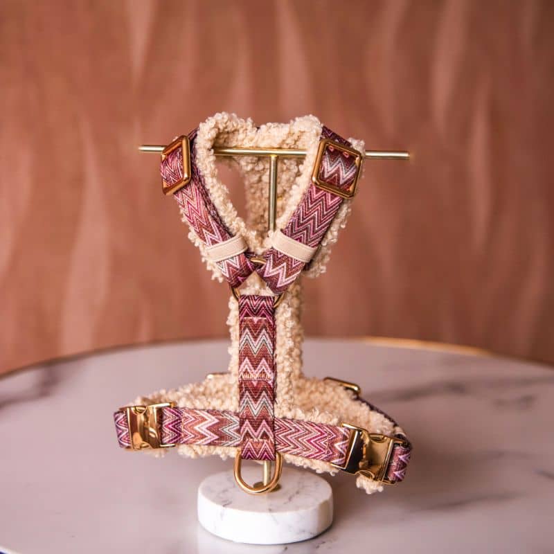 HARNAIS STRAP (EN Y) SHERPA POUR CHIEN - MOTIF ZIGZAG "ZAZZY" ET TISSU SHERPA - Image 6