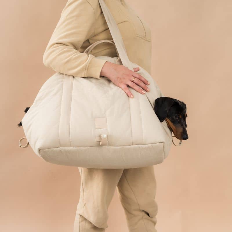 SAC DE TRANSPORT CONVERTIBLE / SIÈGE AUTO POUR CHIEN - GRIS OU BEIGE - Image 3