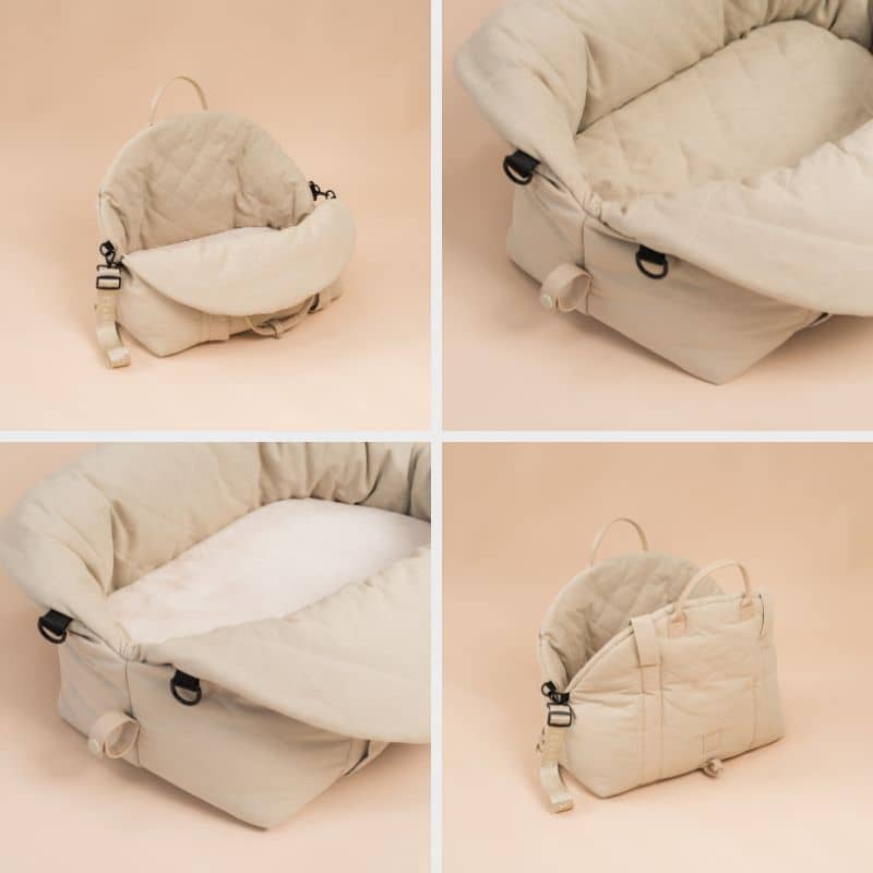 SAC DE TRANSPORT CONVERTIBLE / SIÈGE AUTO POUR CHIEN - GRIS OU BEIGE - Image 7