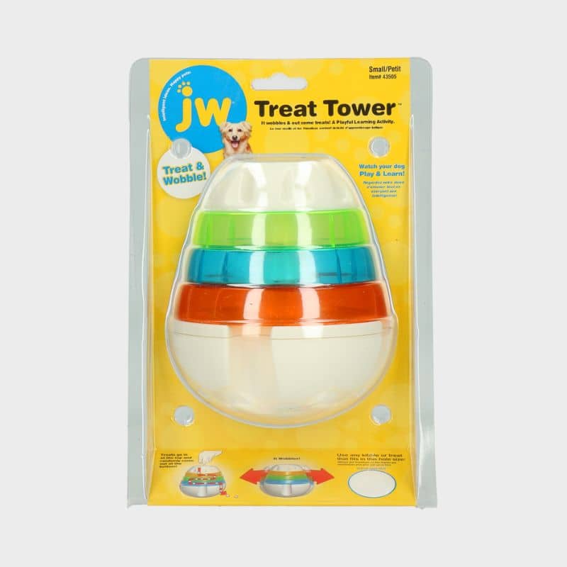 JOUET D’OCCUPATION DISTRIBUTEUR DE FRIANDISES OU DE CROQUETTES POUR CHIEN - JW TREAT TOWER (2 TAILLES DISPO) - Image 6