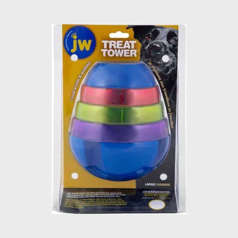JOUET D’OCCUPATION DISTRIBUTEUR DE FRIANDISES OU DE CROQUETTES POUR CHIEN - JW TREAT TOWER (2 TAILLES DISPO) - Image 7