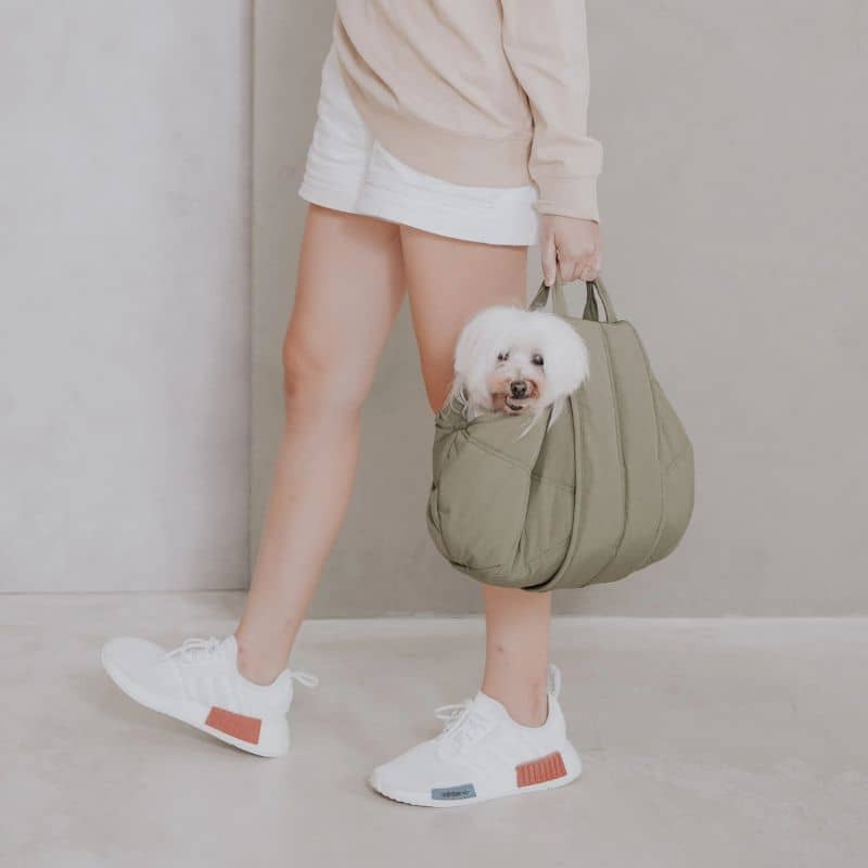 SAC DE TRANSPORT BANDOULIÈRE POUR PETIT CHIEN (<5KG) - GRIS, BEIGE OU KAKI - Image 3