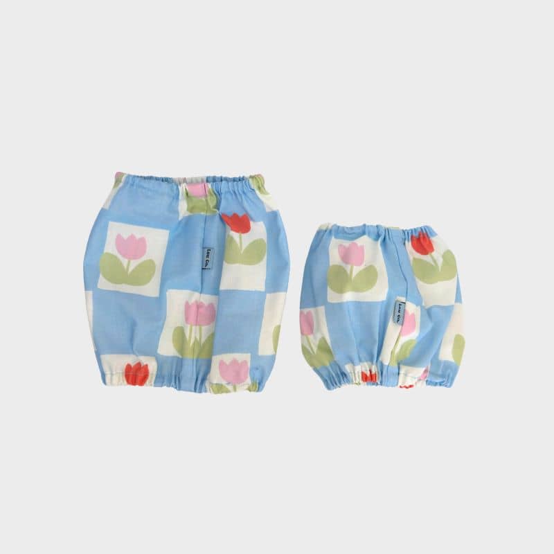 SNOOD POUR CHIEN EN COTON - DAMIER BLEU & TULIPE 🌷