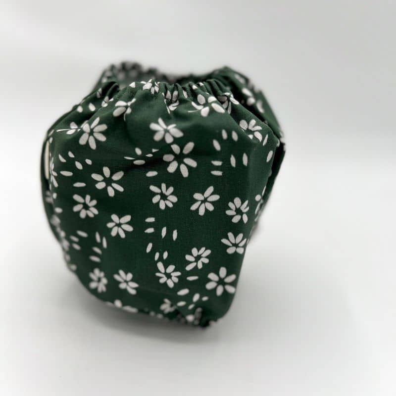 SNOOD POUR CHIEN EN COTON - VERT SAPIN & FLEURS BLANCHES - Image 4