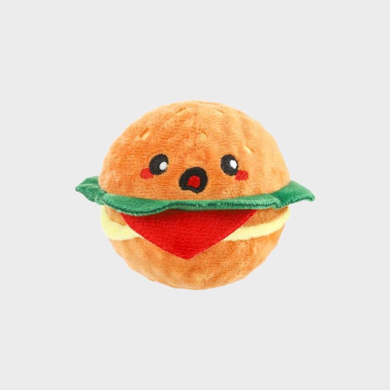 PELUCHE AVEC BALLE POUR CHIEN - HAMBURGER đ