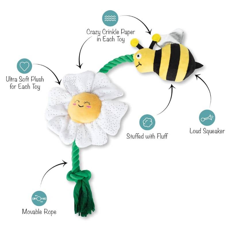 PELUCHE AVEC CORDE POUR CHIEN - ABEILLE & FLEUR 🐝🌼 - Image 2