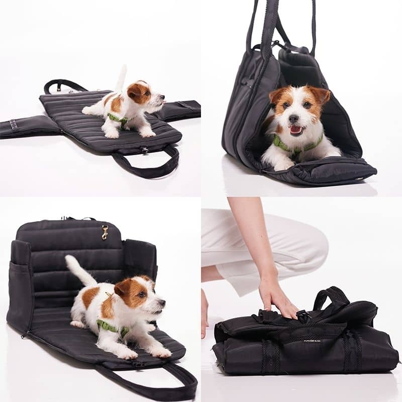 SAC DE TRANSPORT CONVERTIBLE & PLIABLE POUR CHIEN - NOIR - Image 3