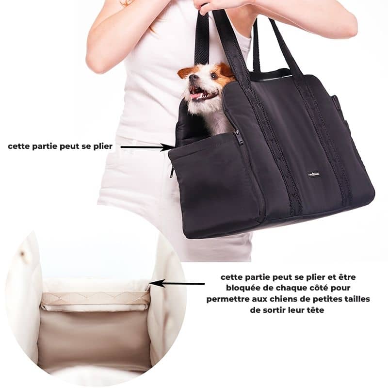 SAC DE TRANSPORT CONVERTIBLE & PLIABLE POUR CHIEN - NOIR - Image 4