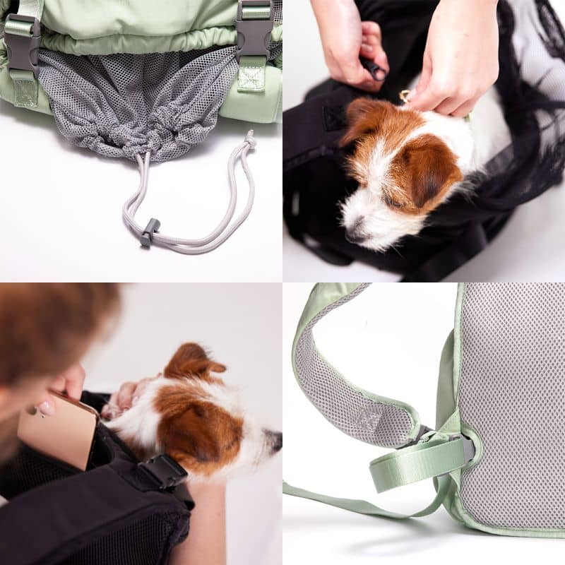 SAC DE TRANSPORT POUR CHIEN POUVANT ÊTRE PORTÉ À L’AVANT OU AU DOS - VERT MENTHE - Image 6
