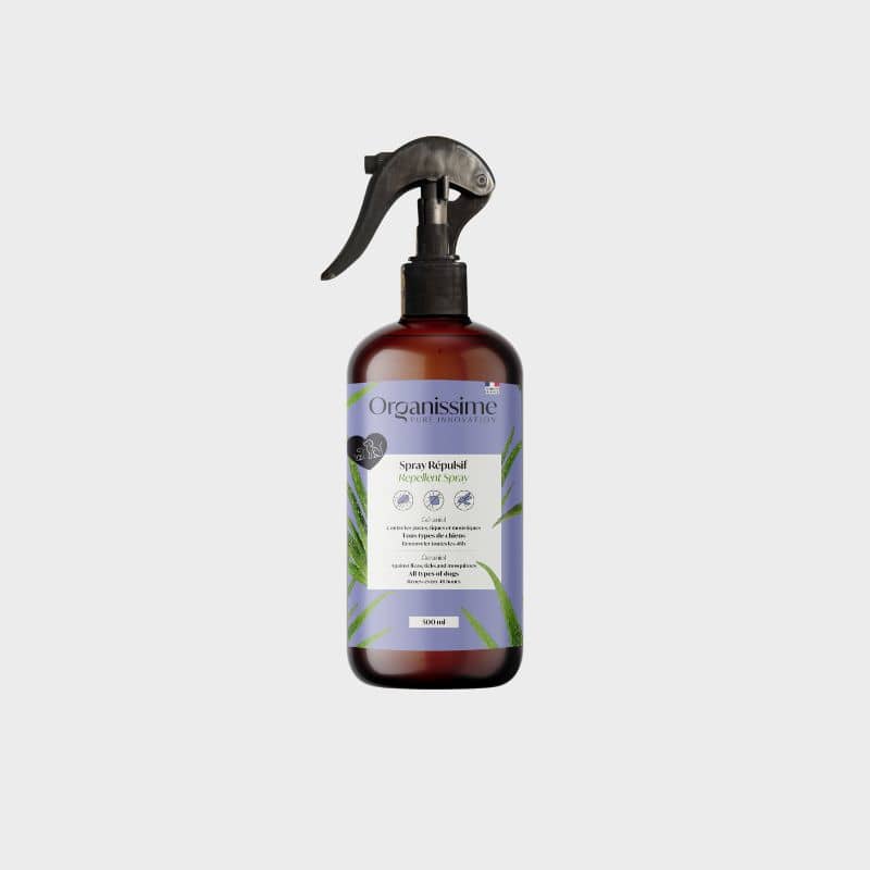 Spray répulsif tique, puce, moustique pour chien Organissime