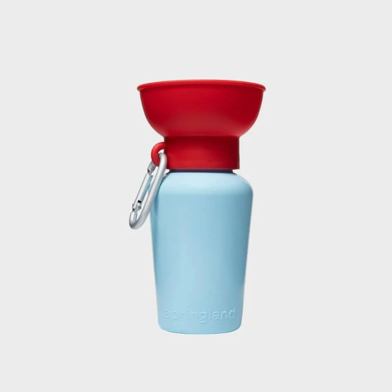 GOURDE PORTABLE POUR CHIEN AVEC DISTRIBUTEUR D'EAU RÉTRACTABLE - 590ML * ÉDITION LIMITÉE BICOLORE BLEU & ROUGE