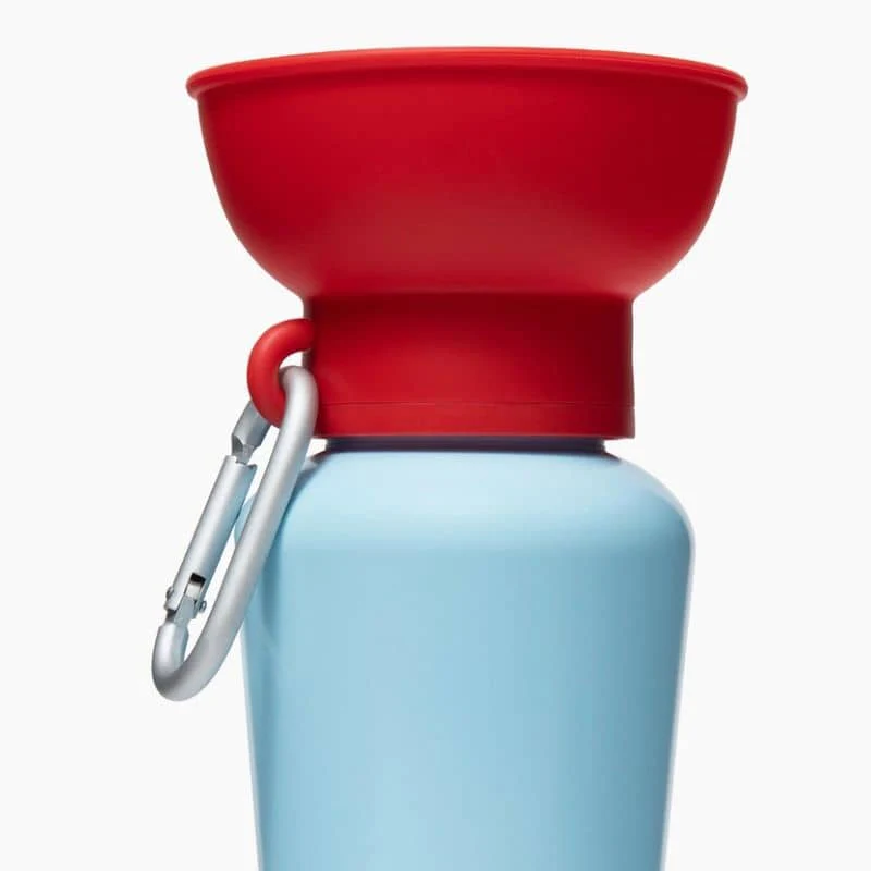 GOURDE PORTABLE POUR CHIEN AVEC DISTRIBUTEUR D'EAU RÉTRACTABLE - 590ML * ÉDITION LIMITÉE BICOLORE BLEU & ROUGE - Image 5