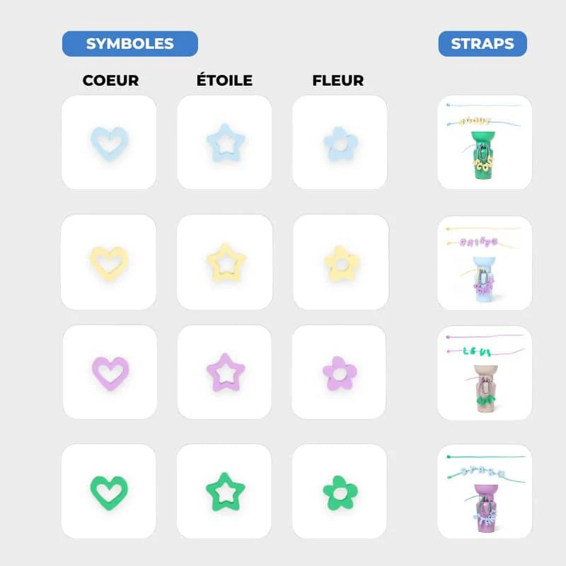 CHARMS SILICONE POUR PERSONNALISER ACCESSOIRE CHIEN - SYMBOLES & STRAPS (LILAS, JAUNE, VERT & BLEU) - Image 7