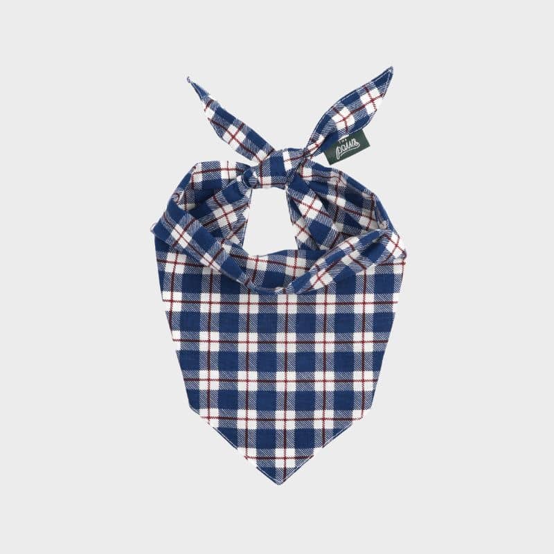 BANDANA POUR CHIEN - CARREAUX BLEU ET BLANC "APRÈS PLAID"