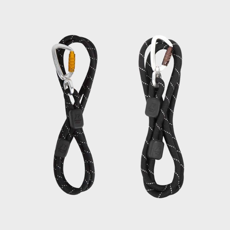 LAISSE RÉFLÉCHISSANTE EN CORDE POUR CHIEN - NOIR (2 TAILLES DISPO)
